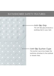 SKY-TOUCH Bathtub Shower Mat, Non-slip Extra Large Bathtub Mat with Suction Cups, Machine Washable with Drain Holes, Clear