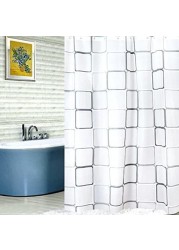 Shower curtain from Lash stain-resistant black and white square design for bathroom 180 x 200 cm