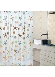 Sea Star Print Polyester Fabric Shower Curtain - 180 x 200 cm