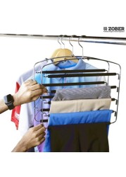 ZOBER 5 Layer Pants Hanger شماعات من الفولاذ المقاوم للصدأ مع أذرع متأرجحة مطلية بالرغوة ، أوشحة معلقة ، بنطلونات ، بنطلونات ، جينز ، إلخ (2)