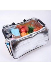 Aiwanto Storage Basket Trolley Bag Folding Shopping Bag with Wheels Travel Storage Bag Fruit Beverages Carry Bag Storage Trolley