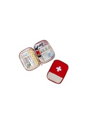 1PC.- First Aid Kit Mini Survival Emergency Bag Multi-Layer Pouch Outdoor Sport Travel Medical Storage Holder, Small-Red.