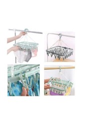 ALISSA 32 Clips Rotatable Foldable and Drip Laundry Hanger (أخضر فاتح)