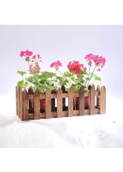 Linjoy Natural Wooden Fence - 30 x 13 x 11 cm for Artificial Flowers & Plants, Home & Garden Decoration