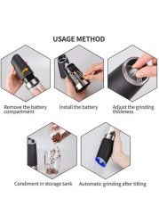 Aiwanto 2 Pcs Automatic Salt and Pepper Grinder Gravity Electric Salt Grinder Pepper Grinder Salt and Pepper Shaker Salt and Pepper Storage