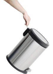 Orchid Stainless Steel Trash Bins, Recycle Bins, Round Step Waste Bin with Soft Close Lid, Durable Cantilever Foot Pedal Mechanism Steel Step Trash Can Wastebasket, Garbage Container Bin (20 Liter)