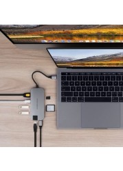 HYPER DRIVE  8 in 1 SLIM USB-C HUB - SILVER