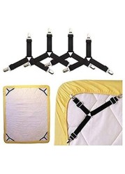Generic 4pcs Adjustable Bed Corner Holder Fasteners Clips Bed Sheet Fitted Fasteners, Strap Clip Bands - BLACK