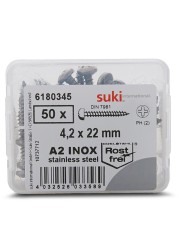 Suki Stainless Steel Self-Tapping Screws (4.2 x 13 mm, Pack of 50)