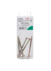 Suki Pozidriv Chipboard Screws (6 x 70 mm, Pack of 5)