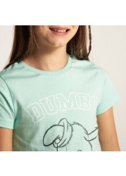 Dumbo Print T-shirt with Crew Neck and Short Sleeves