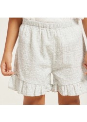 Love Earth Floral Print Organic Shorts with Ruffled Hems