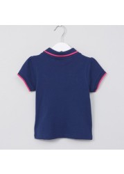 Juniors Ruffle Detail Polo T-shirt with Short Sleeves