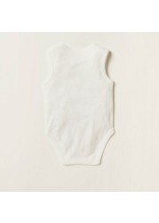 Juniors Textured Sleeveless Bodysuit with Button Closure