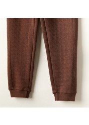 Textured Pants with Drawstring Closure and Pockets