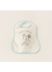 Disney Mickey Mouse Print Bib with Snap Button Closure - Set of 2