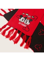 Disney Mickey and Minne Embroidered Scarf with Tassels