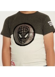 Spider-Man Embellished T-shirt with Crew Neck and Short Sleeves