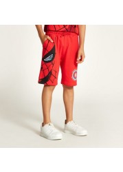 Spider-Man Print Crew Neck T-shirt ad Shorts Set