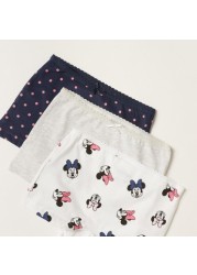 Minnie Mouse Print Boxers with Bow Applique Detail - Set of 3