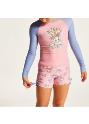 Disney Daffy Duck Print Rash Guard and Swim Shorts Set