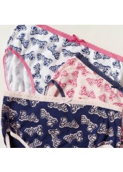 Barbie Print Briefs with Elasticated Waistband and Bow Detail - Set of 3