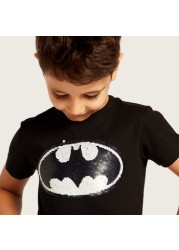 Batman Embellished T-shirt with Short Sleeves