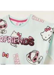 Sanrio Printed Top with Tie-Ups and Sequin Embellishments