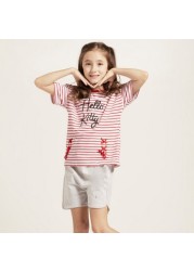 Sanrio Hello Kitty Embellished Round Neck T-shirt with Short Sleeves