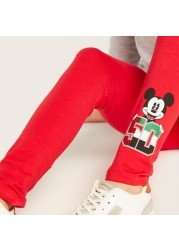 Disney Mickey Mouse Print Leggings with Elasticated Waistband