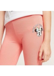 Minnie Mouse Placement Print Leggings with Elasticated Waist