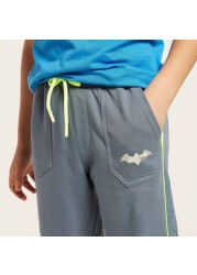 Batman Print Joggers with Pockets and Drawstring