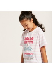 Sanrio Hello Kitty Print T-shirt with Short Sleeves