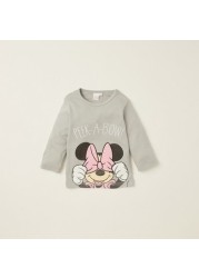 Disney Minnie Mouse Print T-shirt and All-Over Printed Pyjama Set