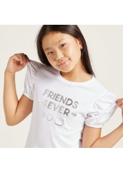 Sanrio Printed Round Neck T-shirt with Short Sleeves