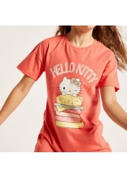 Sanrio Hello Kitty Print T-shirt Dress with Short Sleeves