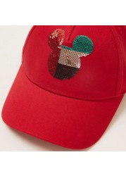 Mickey Mouse Sequin Detail Cap with Hook and Loop Closure