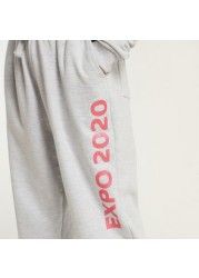 Expo 2020 Logo Print Knit Joggers with Drawstring Closure and Pockets