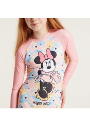 Minnie Mouse Printed Swimsuit with Raglan Sleeves