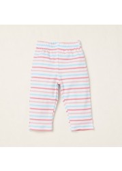 Juniors Embroidered T-shirt with Long Sleeves and Striped Pyjama Set