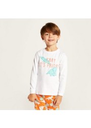 Juniors Printed Crew Neck T-shirt and Pyjama - Set of 2