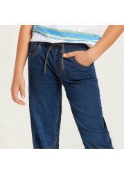 Juniors Solid Jeans with Pockets and Drawstring Closure