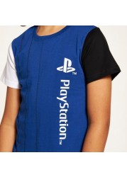 PlayStation Printed Crew Neck T-shirt with Short Sleeves