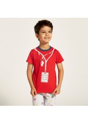 Juniors Football Theme T-shirt and Printed Pyjama Set