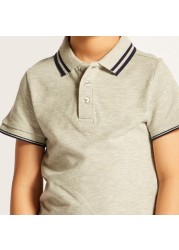 Juniors Textured Polo T-shirt with Short Sleeves