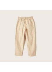 Solid Woven Pants with Pocket Detail and Button Closure