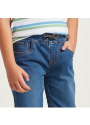 Juniors Solid Jeans with Pockets and Drawstring Closure