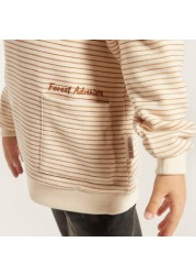 Love Earth Striped Organic Pullover with Long Sleeves and Pocket