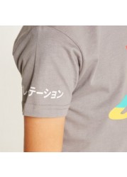 PlayStation Printed Crew Neck T-shirt with Short Sleeves