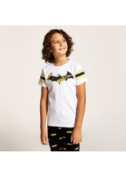 Batman Print T-shirt and Full Length Printed Pyjama Set